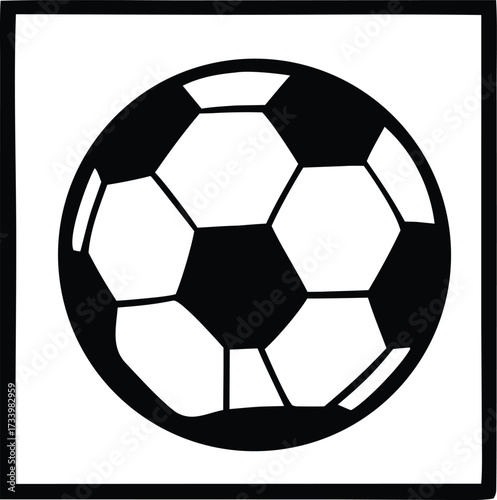 Classic black and white soccer ball icon perfect for sports graphics and web design projects