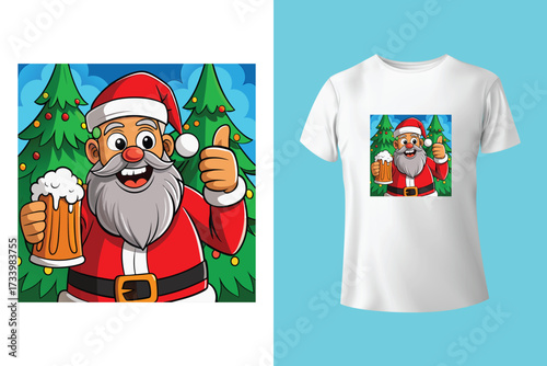 Ho Ho Ho - text with symbols. Santa, reindeer and snowman with threesome. Funny Merry Christmas quote.