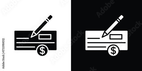 Money check icons set. vector icons designed in filled style