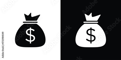 Money bag icons set. vector icons designed in filled style