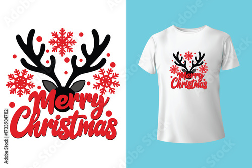 Ho Ho Ho - text with symbols. Santa, reindeer and snowman with threesome. Funny Merry Christmas quote.