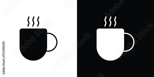 Hot coffee Mug icons set. vector icons designed in filled style