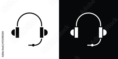 Headset icons set. vector icons designed in filled style