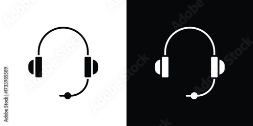Headset icons set. vector icons designed in filled style