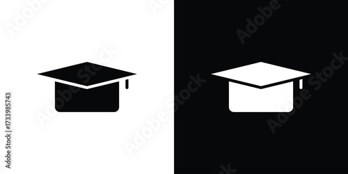 Graduation cap icons set. vector icons designed in filled style