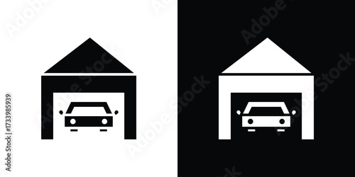 Garage car icons set. vector icons designed in filled style