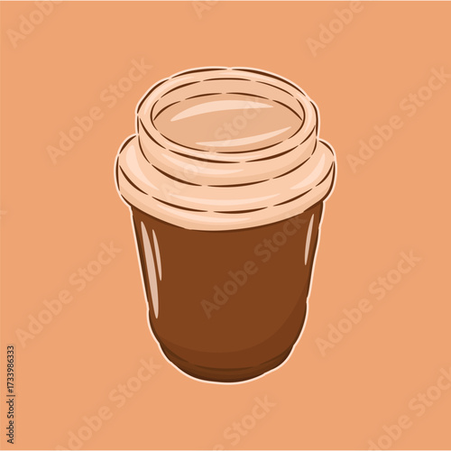 Illustration of a coffee cup or other drink cup such as tea milk or sweet drink which is cute