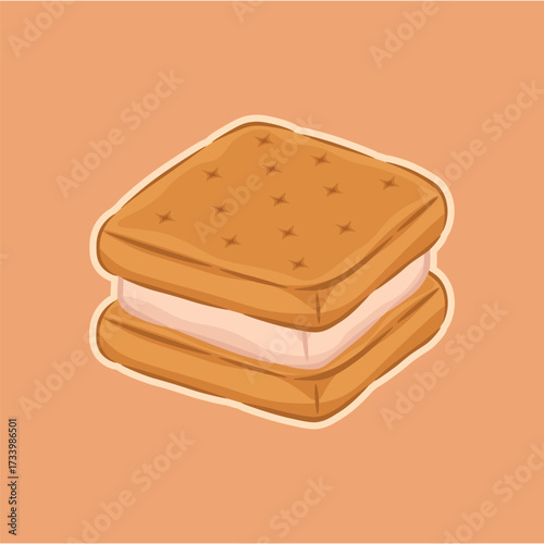 Illustration of biscuits with vanilla cream cute coockies snacks
