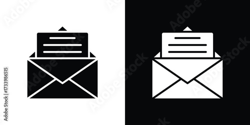 Envelope open icons set. vector icons designed in filled style