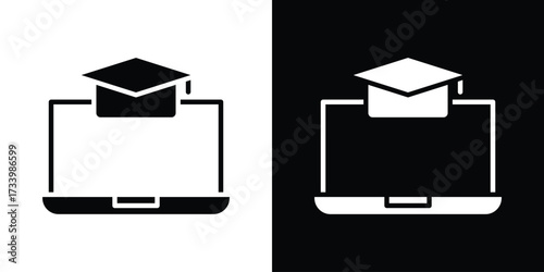 E learning icons set. vector icons designed in filled style