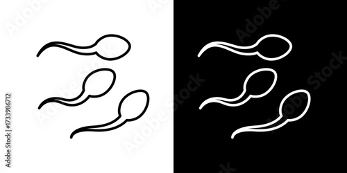 Sperm Line Art Illustration on Contrasting Backgrounds