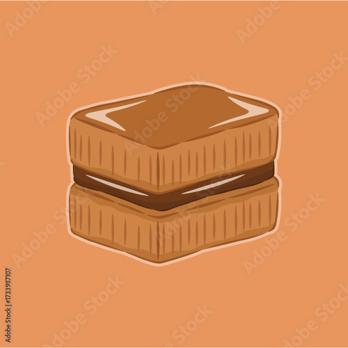 illustration of sweet food, sweet martabak, baked bread with chocolate jam, chocolate batter