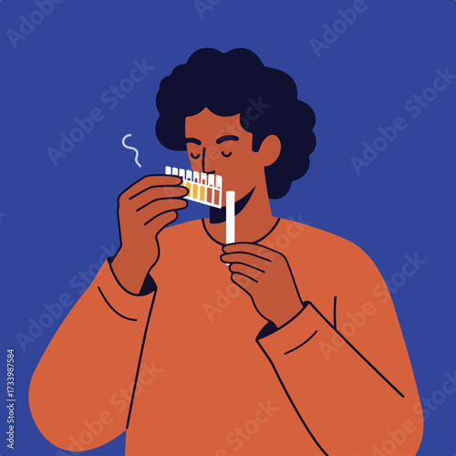 Person using a pH strip to test a liquid