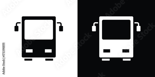 Bus icons set. vector icons designed in filled style