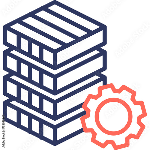 Isometric Data line color icon