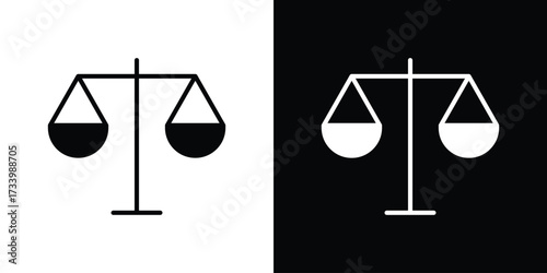Balance scale icons set. vector icons designed in filled style