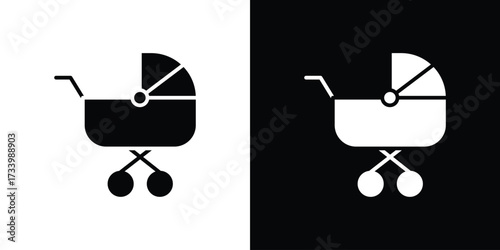 Baby carriage icons set. vector icons designed in filled style