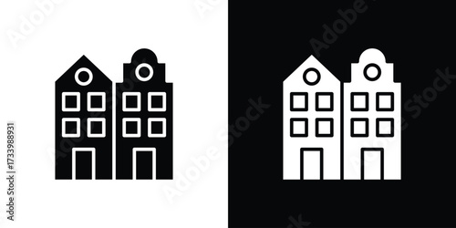 Amsterdam icons set. vector icons designed in filled style