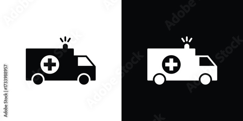 Ambulance icons set. vector icons designed in filled style