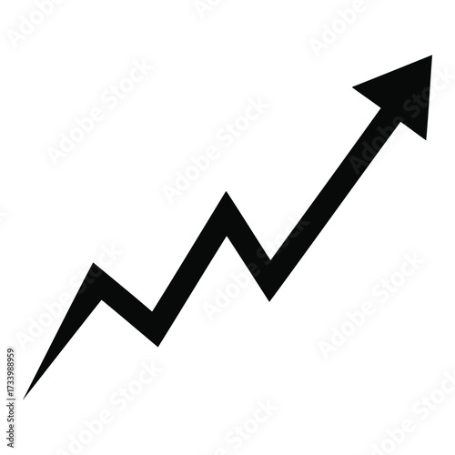 Vector art of black jagged arrow pointing upwards