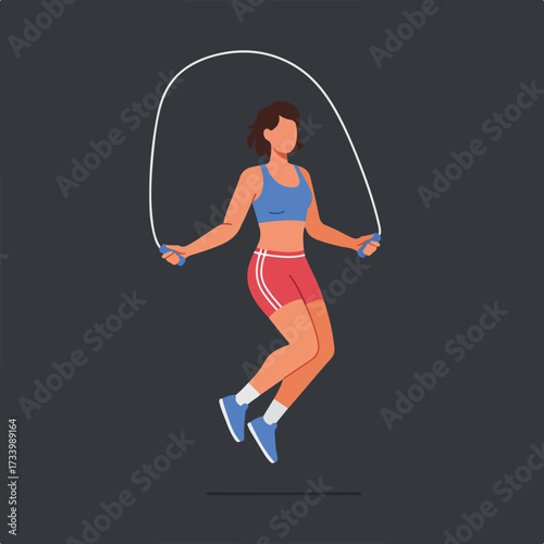Athletic woman jumping rope for fitness