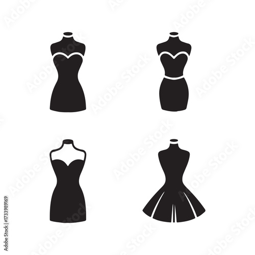 Dress Form Solid Sewing Icons Pack
