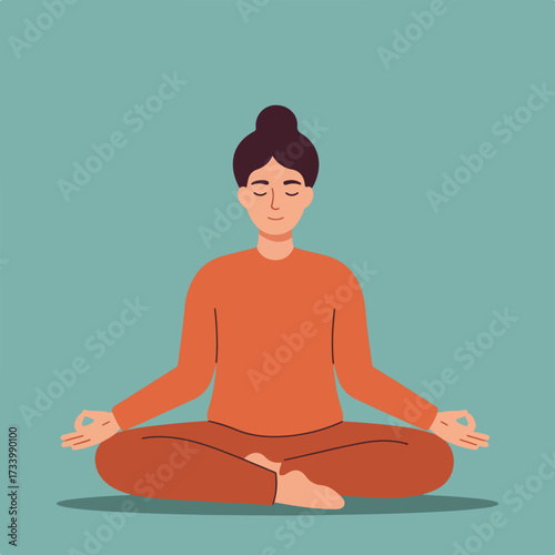 Person meditating peacefully in lotus position, serene expression, eyes closed