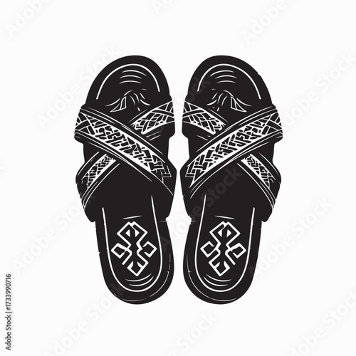 Top View Vector of Slide Sandals for Summer Fashion Footwear Design