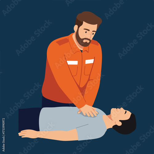 A person performs chest compressions on another person lying down