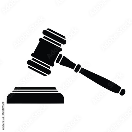 Vector art of black silhouette of a gavel and sounding block