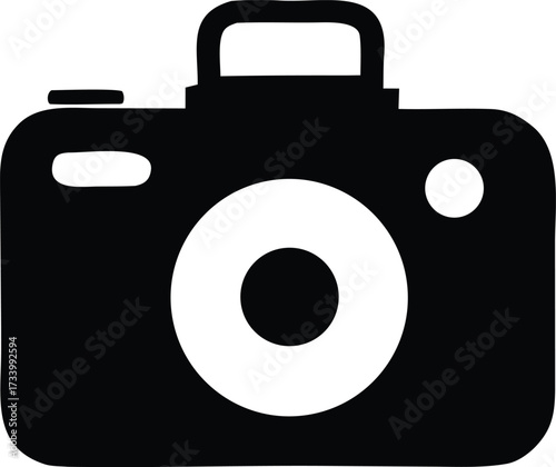 Simple black and white camera icon graphic symbol simple photography equipment visual representation