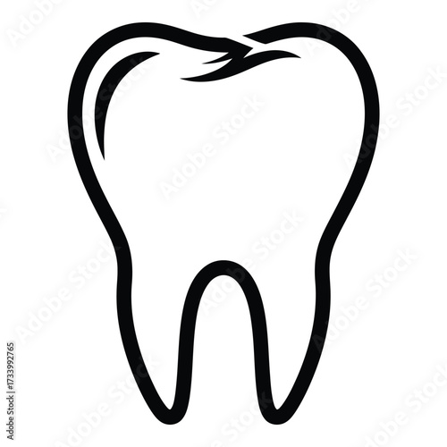 Vector art of outline of a human tooth isolated on a