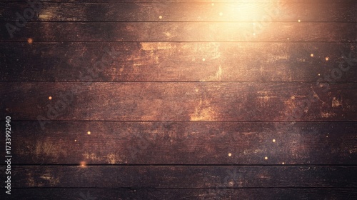 Vintage wooden boards with ambient golden lighting