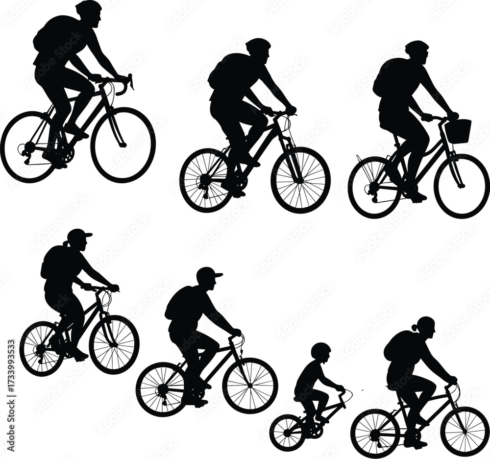 Fototapeta premium Diverse People On Bicycles
