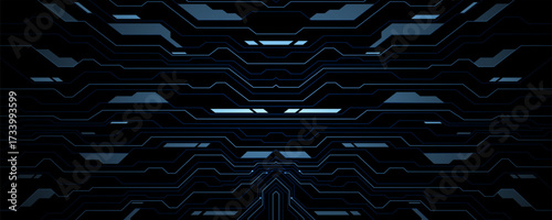 Dark futuristic background with a symmetrical high-tech circuit core