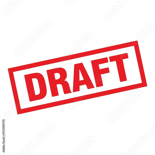Vector art of red rubber stamp with the word draft printed on it