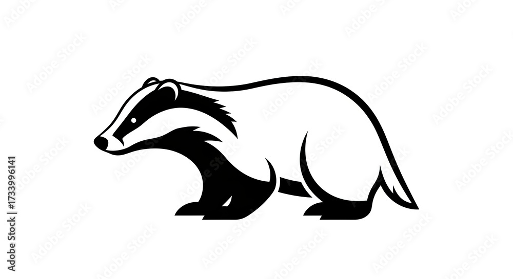 Obraz premium Badger silhouette on white background
