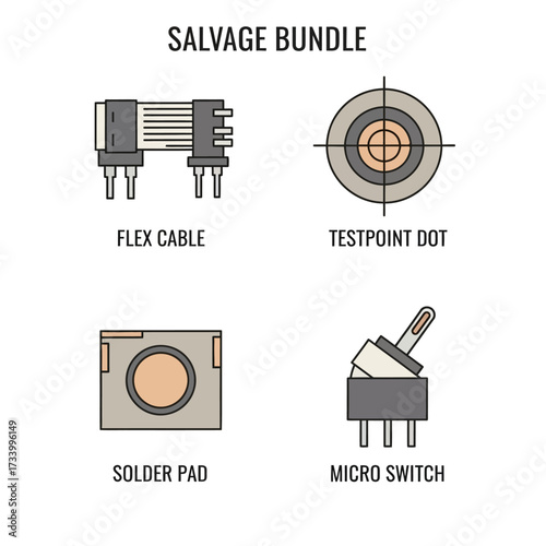 Salvage Bundle Electronic Components Icons.