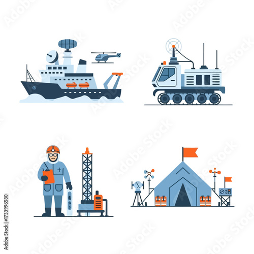 Scientific exploration and research equipment collection.