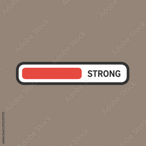 A horizontal bar graph indicating "STRONG" with a red filled section