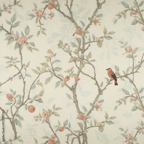 seamless floral pattern with birds