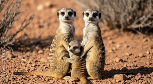 Meerkat Family in the Desert.