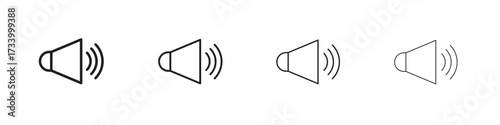 Volume icons designed in outline, line and stroke style