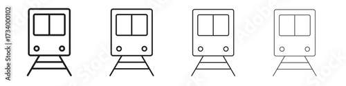 Train icons designed in outline, line and stroke style