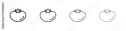 Tomato icons designed in outline, line and stroke style