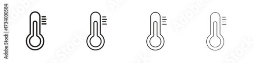 Temperature icons designed in outline, line and stroke style