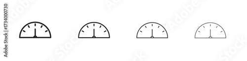 Tachometer icons designed in outline, line and stroke style