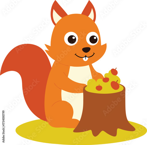 Cheerful Squirrel Holding a Handful of Colorful Candy Fun Animal Vector illustration