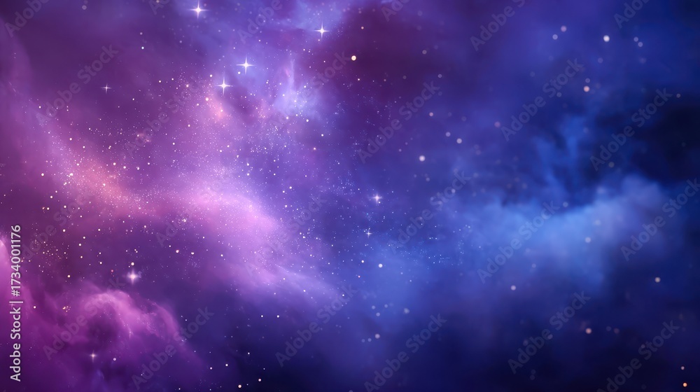 Fototapeta premium a starry night sky with blue and purple, a blurred deep cosmic indigo backdrop with elegant