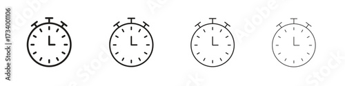 Stopwatch icons designed in outline, line and stroke style